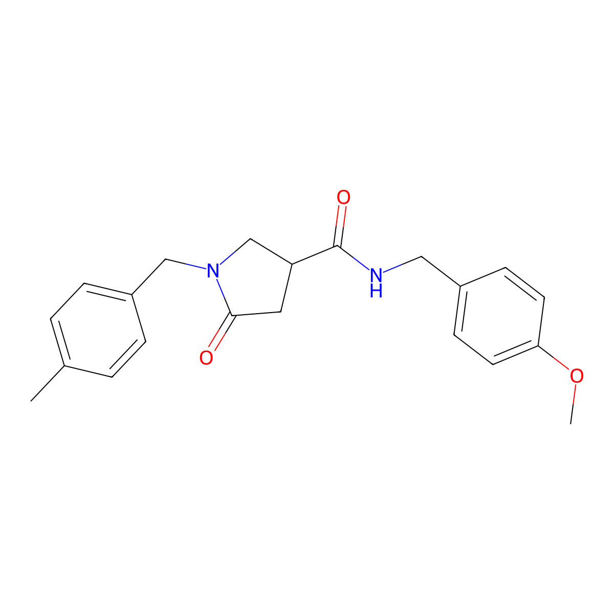 N-[(4-methoxyphenyl)methyl]-1-[(4-methylphenyl)methyl]-5-oxopyrrolidine-3-carboxamide molecular structure, CAS 1389716-45-3