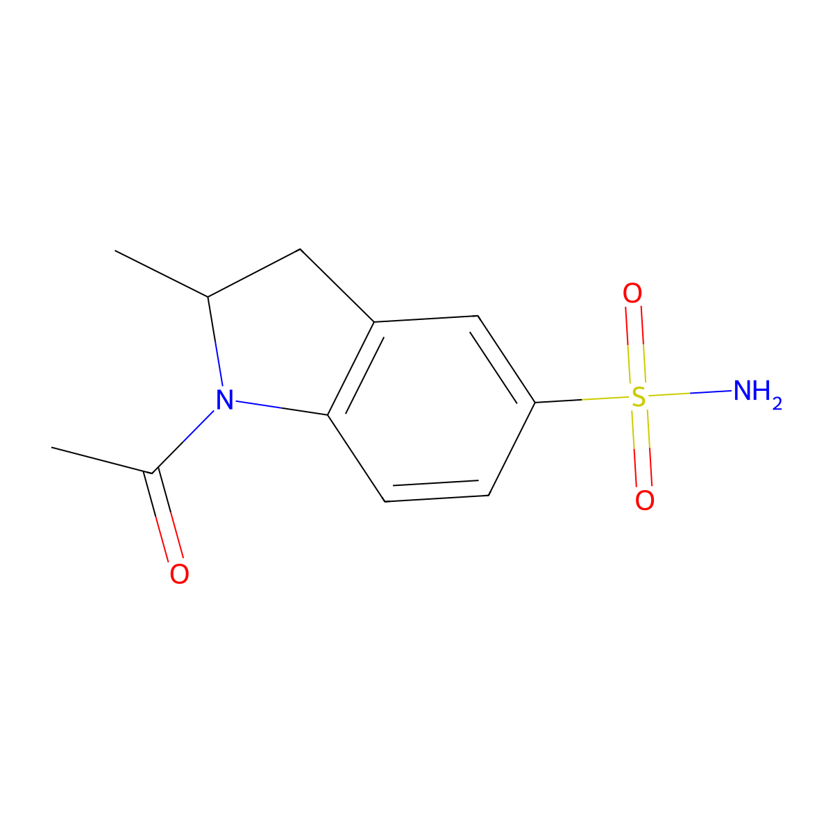 1-acetyl-2-methyl-2,3-dihydro-1H-indole-5-sulfonamide molecular structure, CAS 1389757-56-5