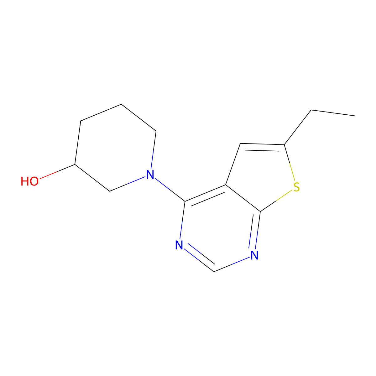 1-{6-Ethylthieno[2,3-d]pyrimidin-4-yl}piperidin-3-ol molecular structure, CAS 1389767-47-8