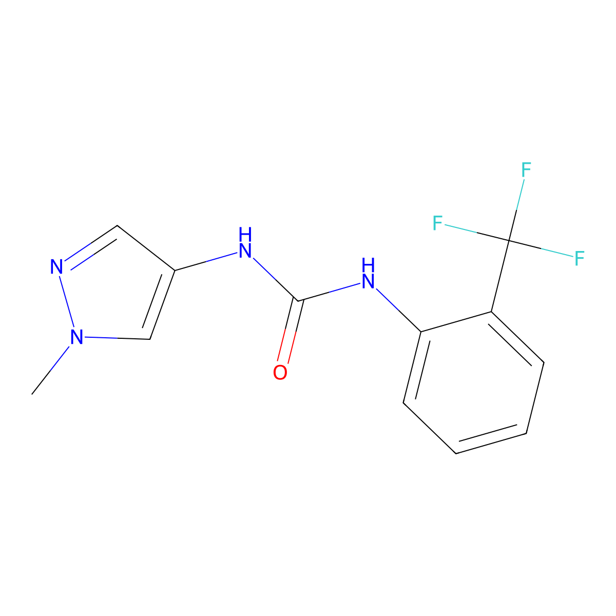 3-(1-methyl-1H-pyrazol-4-yl)-1-[2-(trifluoromethyl)phenyl]urea molecular structure, CAS 1389771-52-1