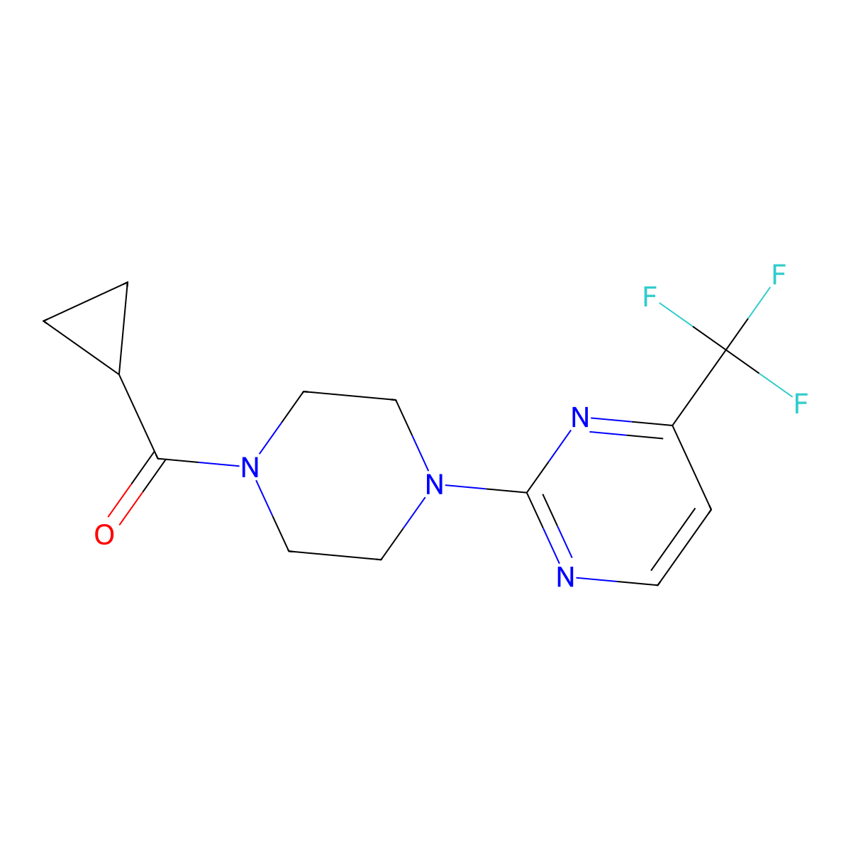 2-(4-Cyclopropanecarbonylpiperazin-1-yl)-4-(trifluoromethyl)pyrimidine molecular structure, CAS 1389795-31-6