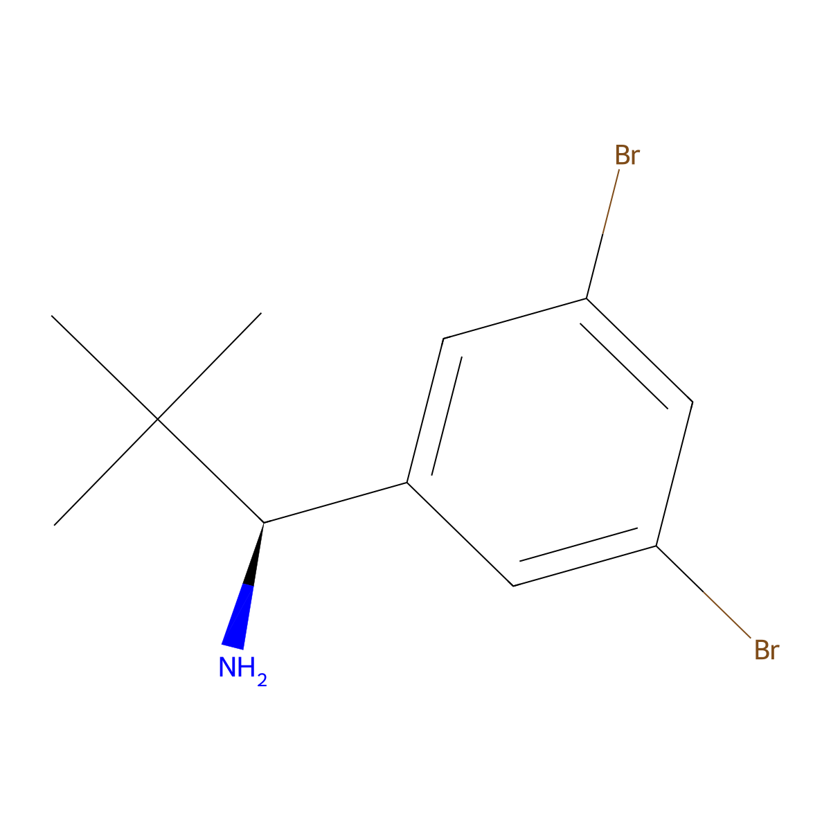 (S)-1-(3,5-Dibromophenyl)-2,2-dimethylpropan-1-amine molecular structure, CAS 1389800-46-7