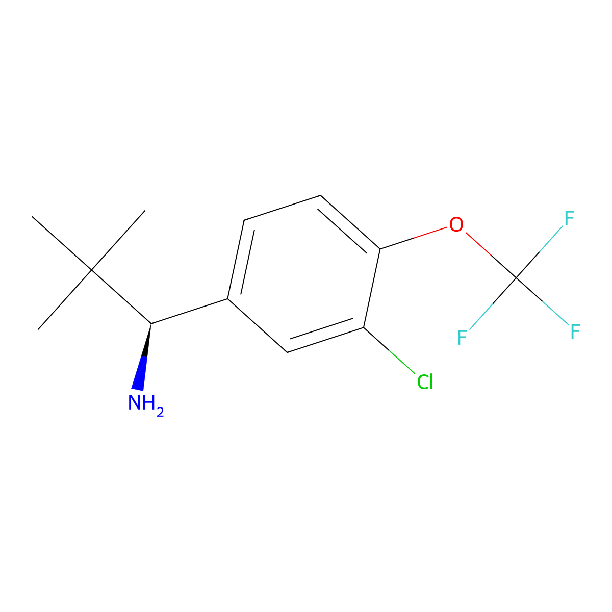(S)-1-(3-Chloro-4-(trifluoromethoxy)phenyl)-2,2-dimethylpropan-1-amine molecular structure, CAS 1389801-14-2