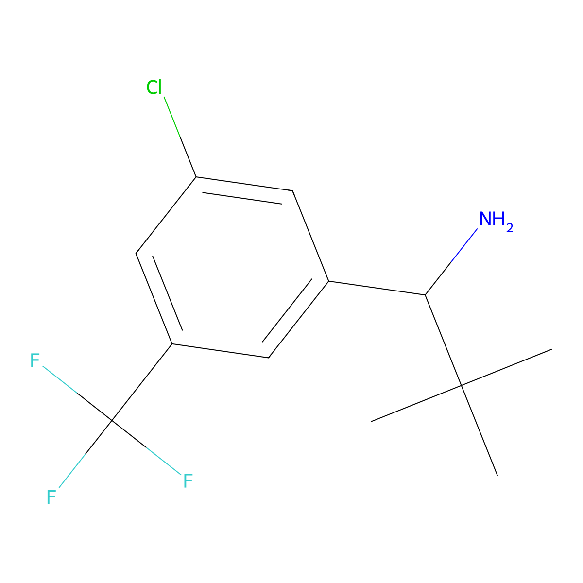 (S)-1-(3-Chloro-5-(trifluoromethyl)phenyl)-2,2-dimethylpropan-1-amine molecular structure, CAS 1389801-27-7