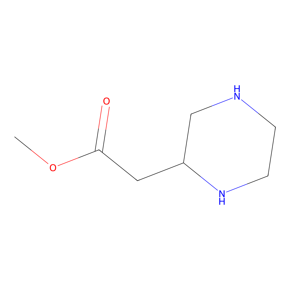 methyl 2-[(2R)-piperazin-2-yl]acetate molecular structure, CAS 1389808-60-9