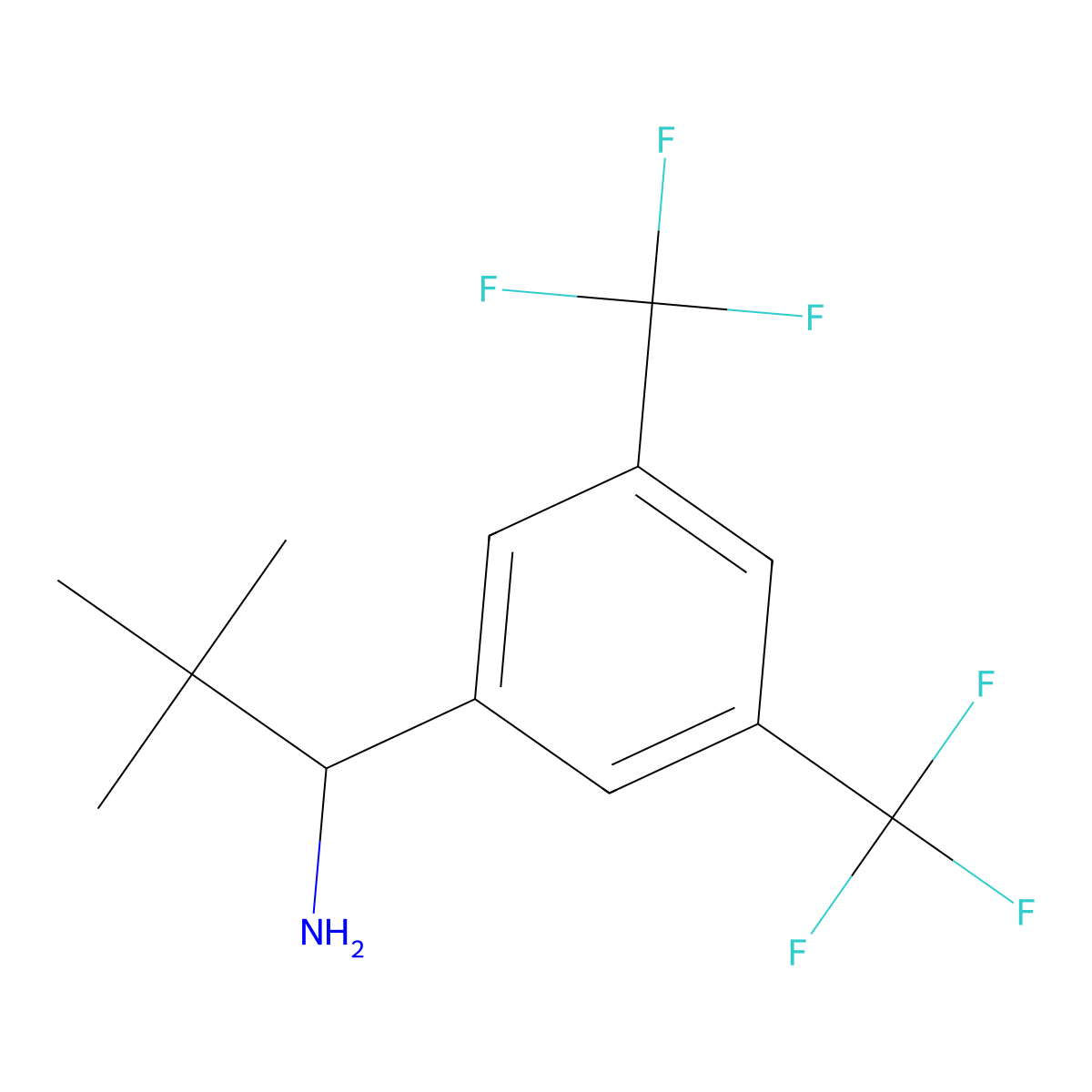 (R)-1-(3,5-Bis(trifluoromethyl)phenyl)-2,2-dimethylpropan-1-amine molecular structure, CAS 1389828-61-8