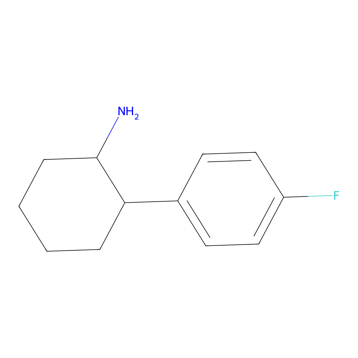 rac-(1R,2S)-2-(4-fluorophenyl)cyclohexan-1-amine molecular structure, CAS 1389848-21-8