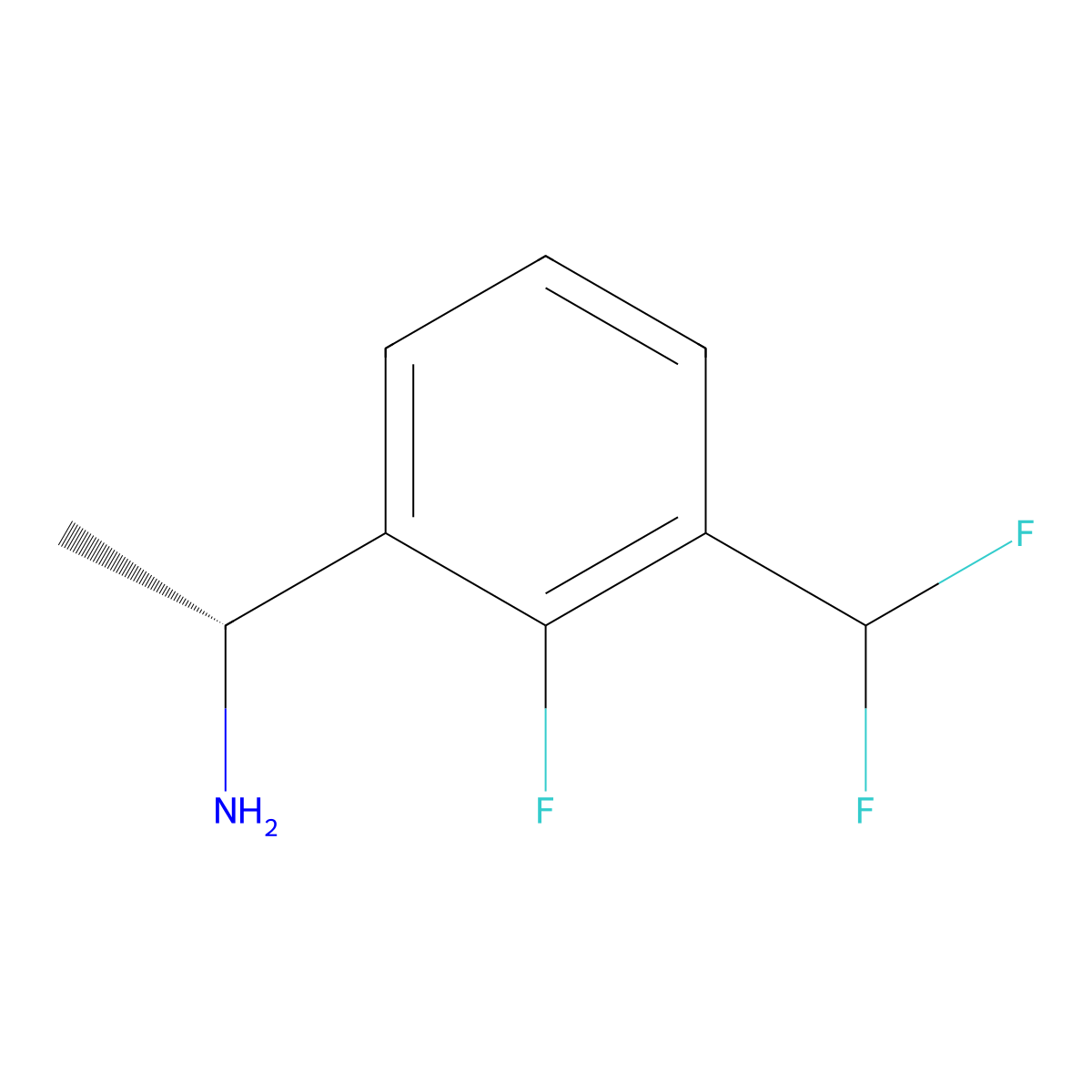 (R)-1-(3-(Difluoromethyl)-2-fluorophenyl)ethanamine molecular structure, CAS 1389852-29-2