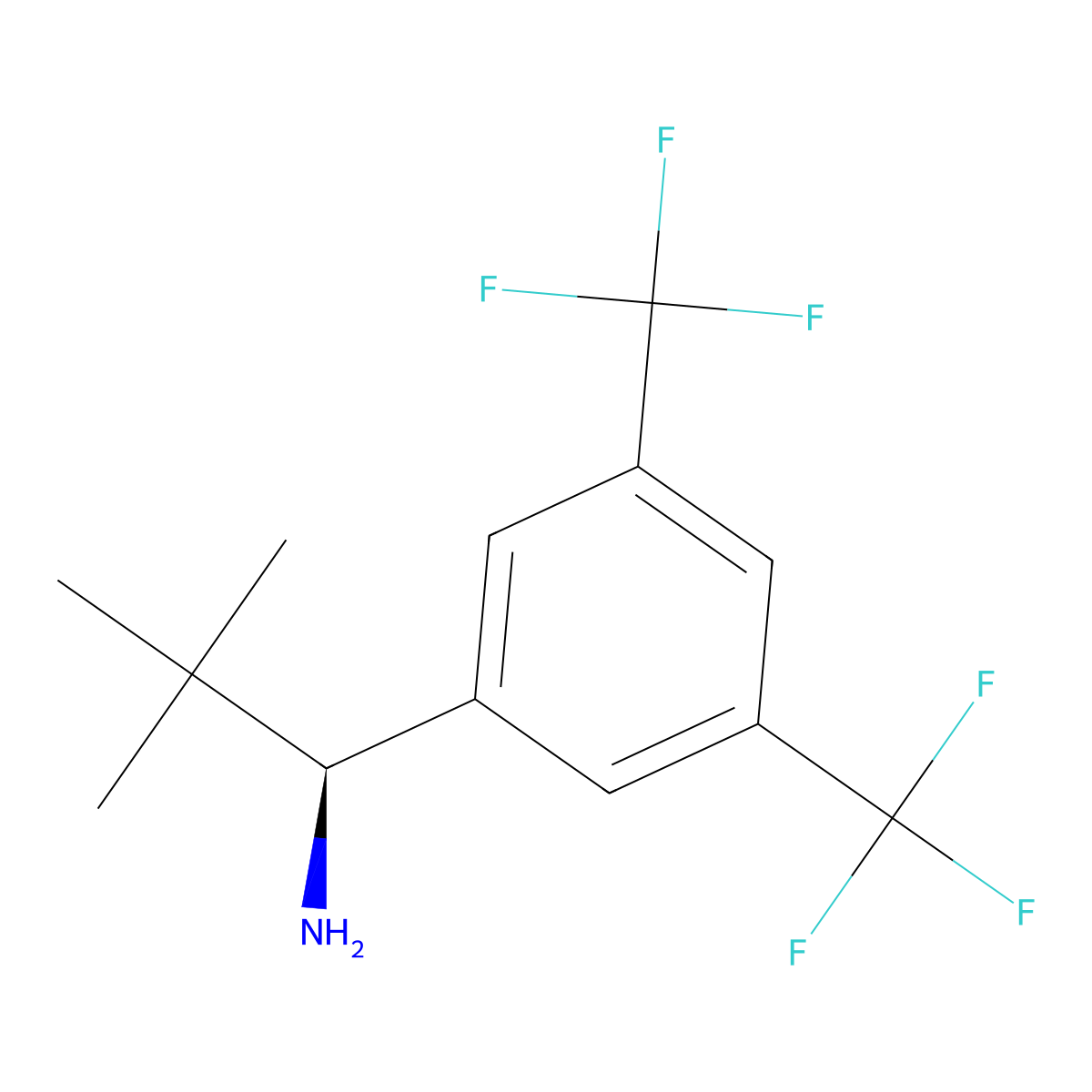 (S)-1-(3,5-Bis(trifluoromethyl)phenyl)-2,2-dimethylpropan-1-amine molecular structure, CAS 1389870-08-9