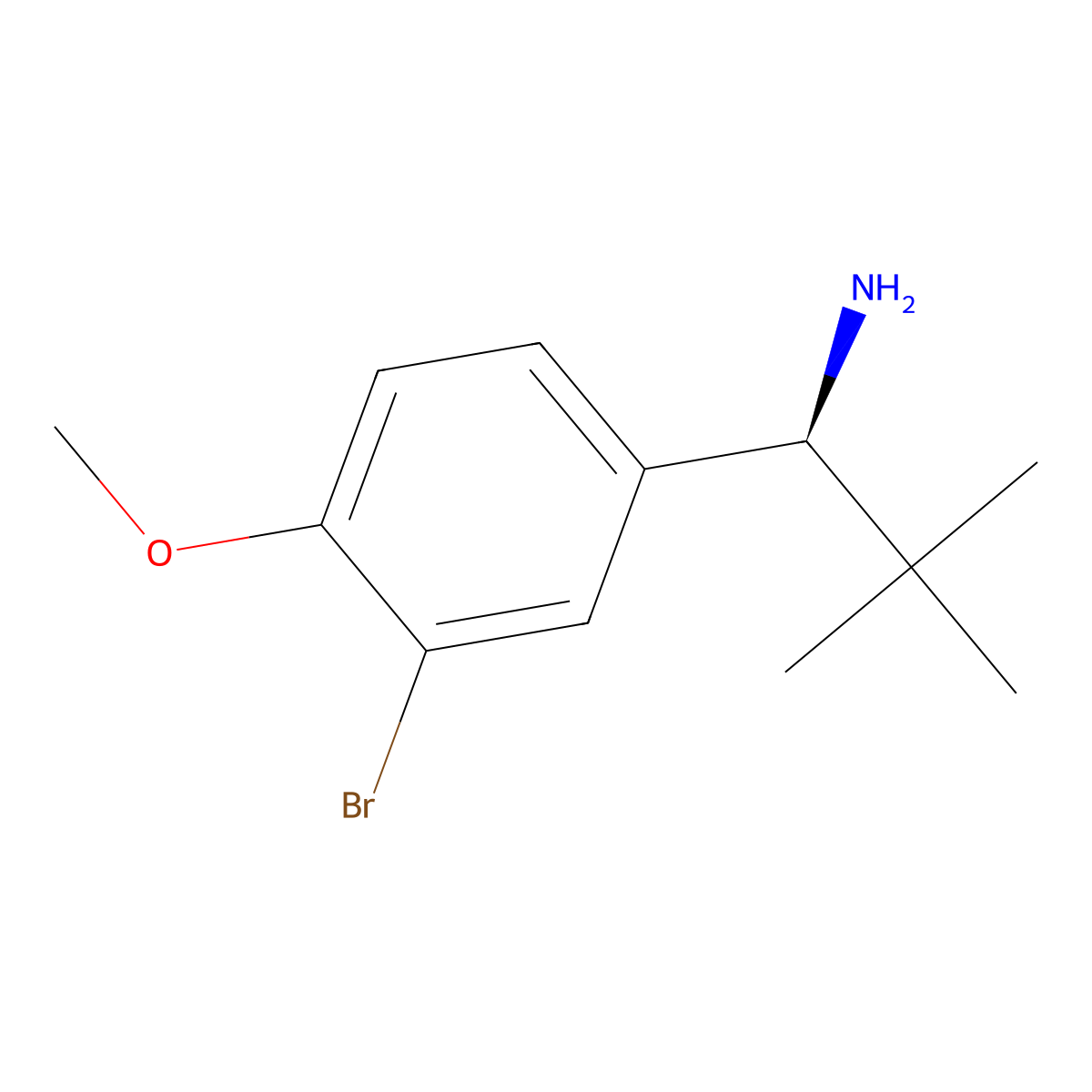 (S)-1-(3-Bromo-4-methoxyphenyl)-2,2-dimethylpropan-1-amine molecular structure, CAS 1389870-17-0