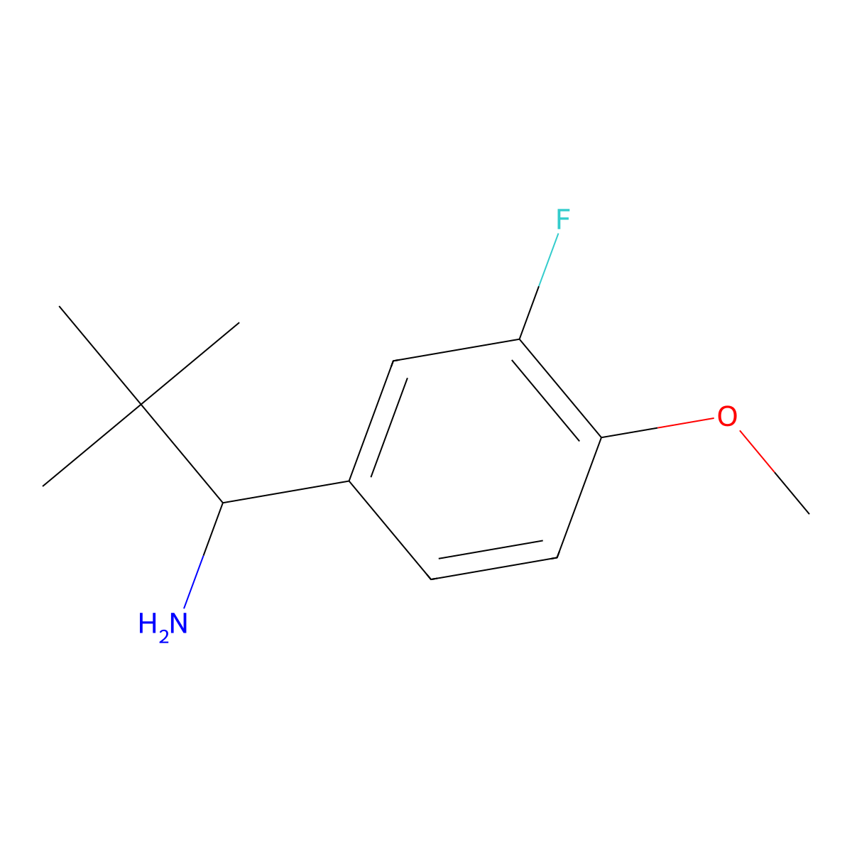 (R)-1-(3-Fluoro-4-methoxyphenyl)-2,2-dimethylpropan-1-amine molecular structure, CAS 1389878-69-6