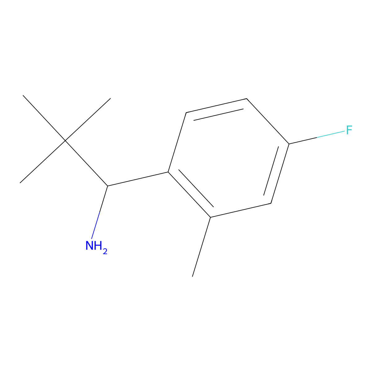 (R)-1-(4-Fluoro-2-methylphenyl)-2,2-dimethylpropan-1-amine molecular structure, CAS 1389879-71-3