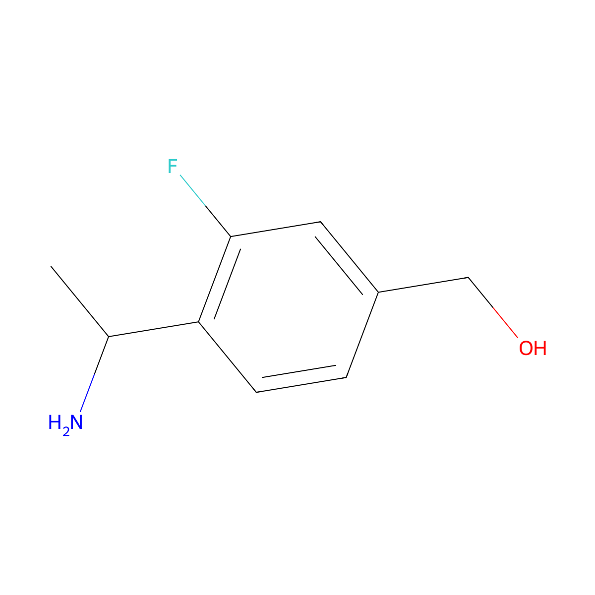 (S)-(4-(1-aminoethyl)-3-fluorophenyl)methanol molecular structure, CAS 1389898-93-4