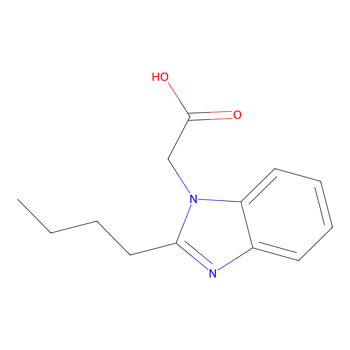 (2-Butyl-benzoimidazol-1-yl)-acetic acid molecular structure, CAS 138992-92-4