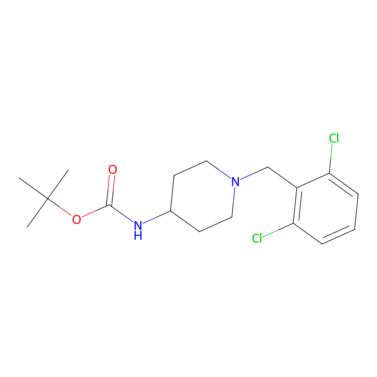 Tert-butyl (1-(2,6-dichlorobenzyl)piperidin-4-yl)carbamate molecular structure, CAS 1389925-65-8