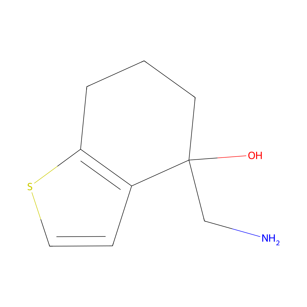 4-(Aminomethyl)-4,5,6,7-tetrahydro-1-benzothiophen-4-ol molecular structure, CAS 138993-81-4