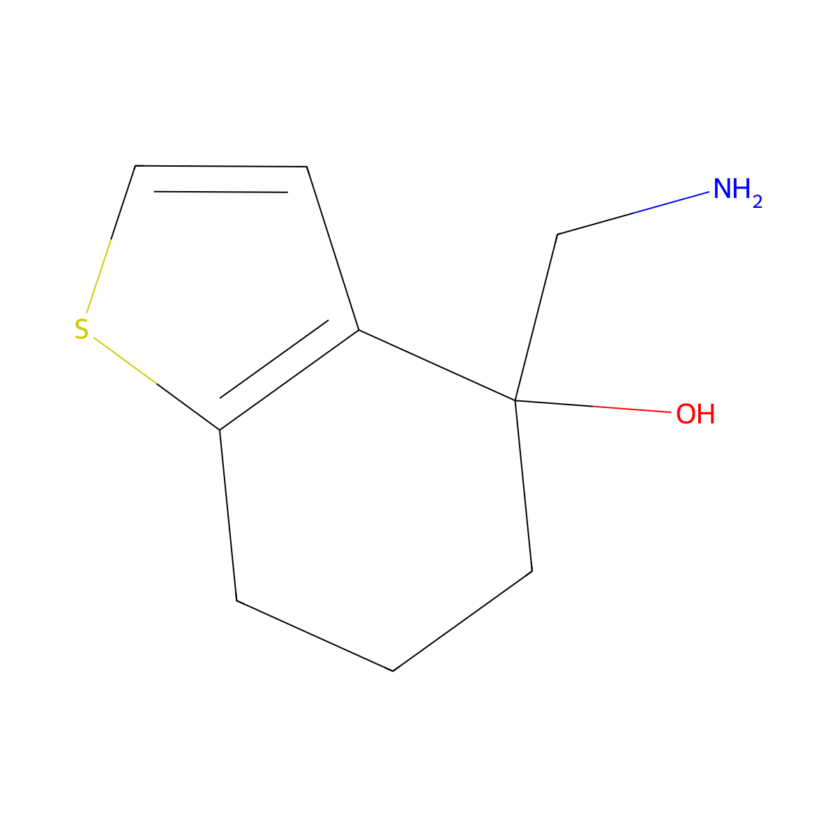 4-(Aminomethyl)-4,5,6,7-tetrahydro-1-benzothiophen-4-ol molecular structure, CAS 138993-81-4
