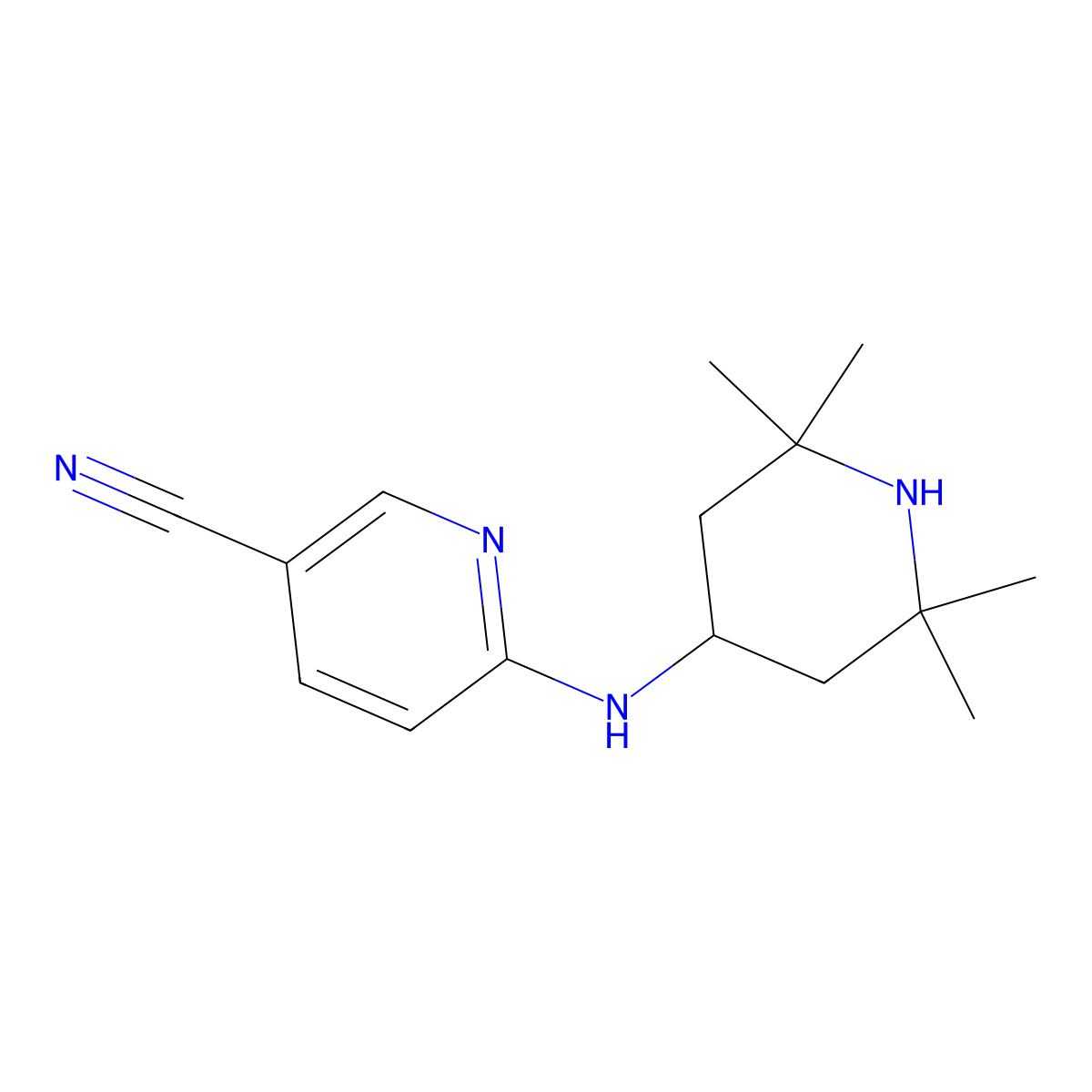 6-[(2,2,6,6-Tetramethylpiperidin-4-yl)amino]pyridine-3-carbonitrile molecular structure, CAS 1389935-19-6