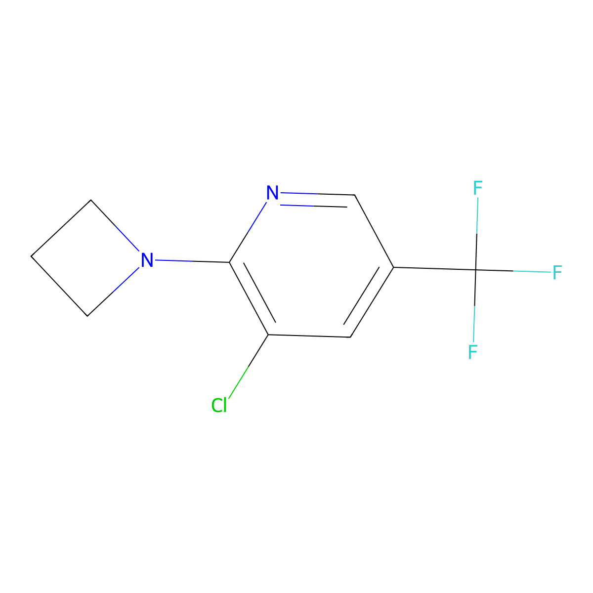 2-(Azetidin-1-yl)-3-chloro-5-(trifluoromethyl)pyridine molecular structure, CAS 1389946-63-7