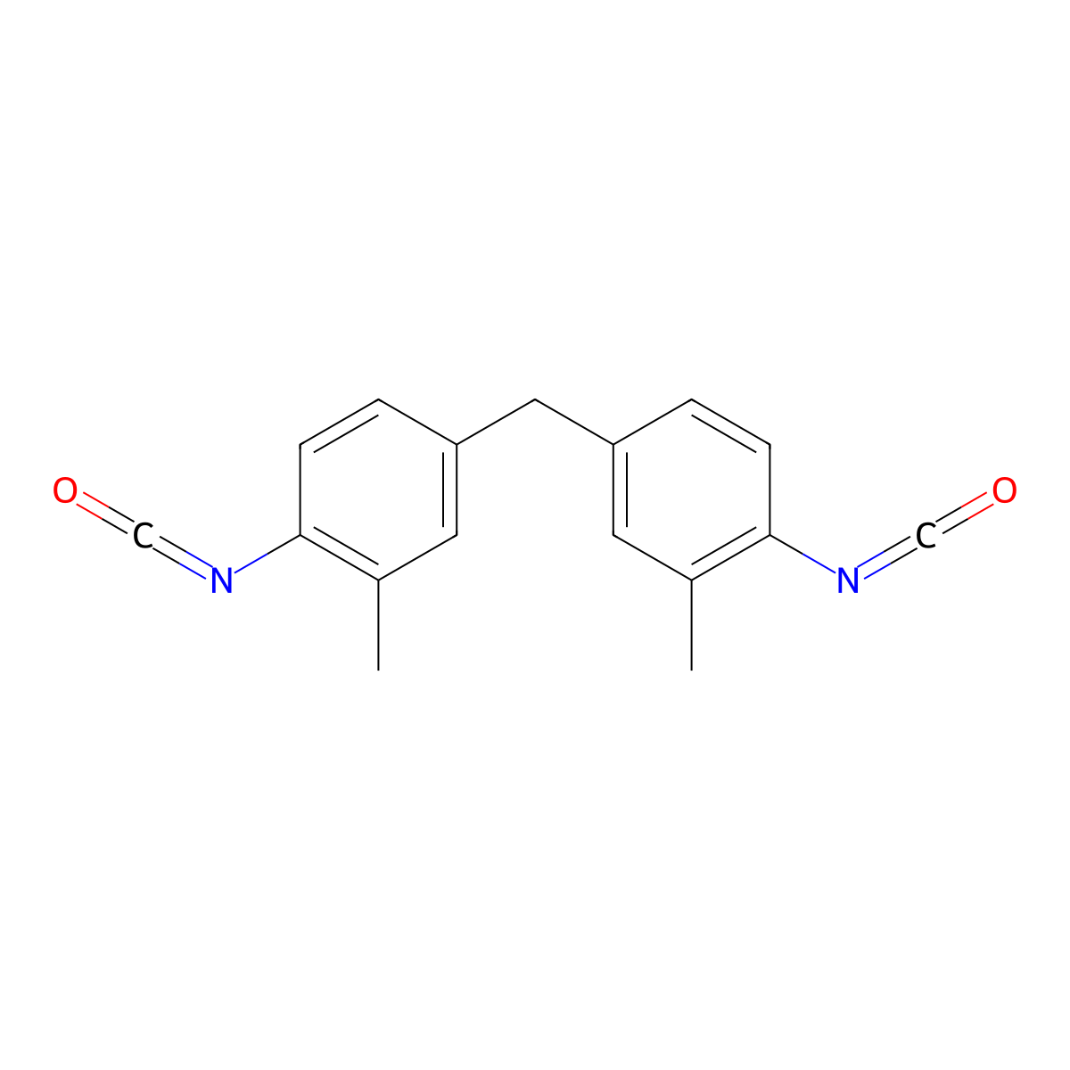3,3'-Dimethyldiphenyl methane-4,4'-diisocyanate molecular structure, CAS 139-25-3