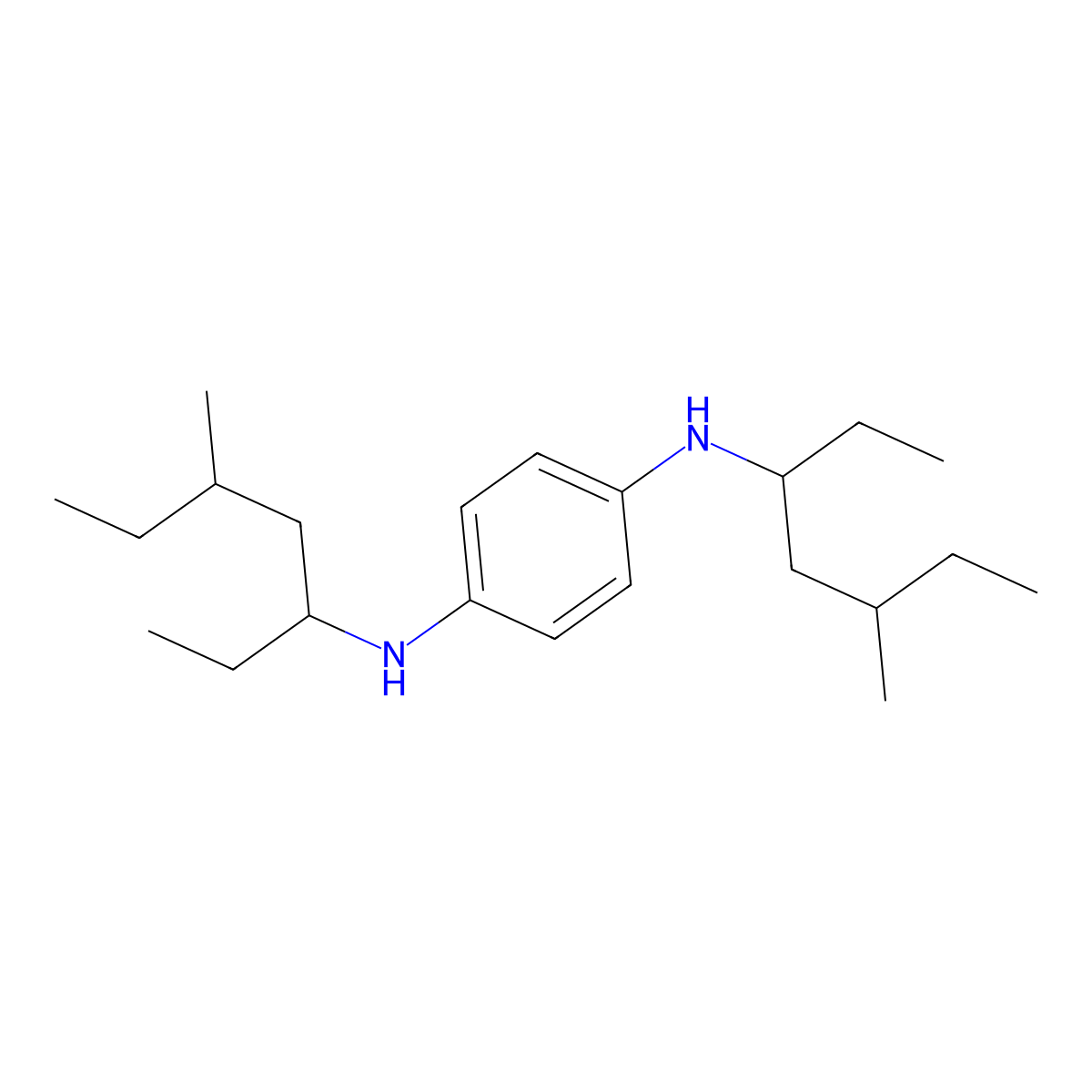 N,N'-bis(1-ethyl-3-methylpentyl)-p-phenylenediamine molecular structure, CAS 139-60-6