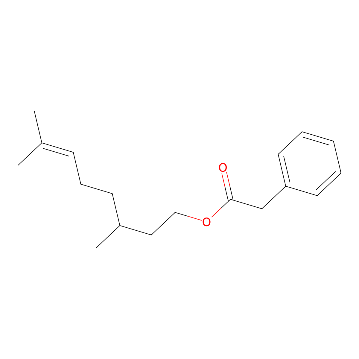 Citronellyl phenylacetate molecular structure, CAS 139-70-8