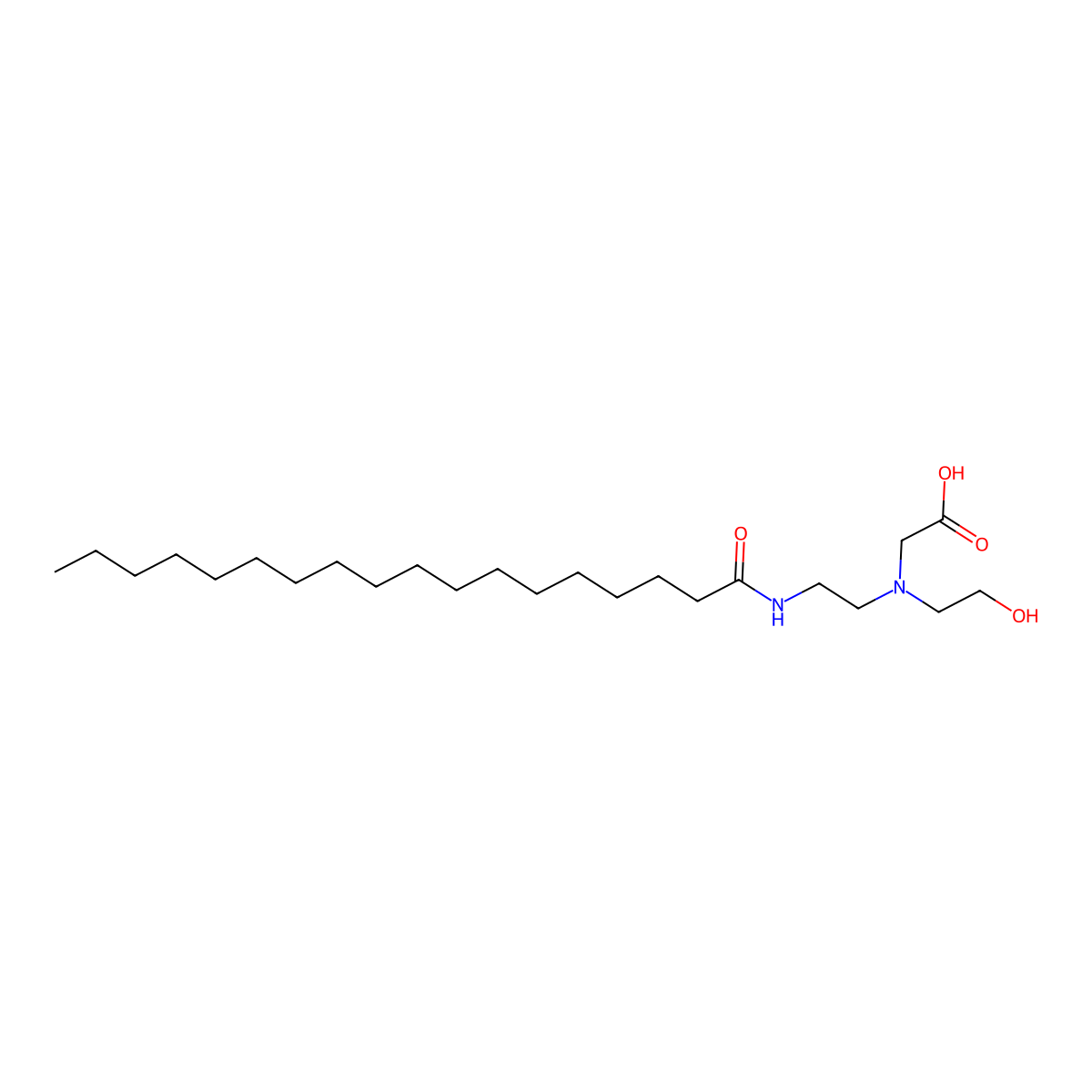 Glycine, N-(2-hydroxyethyl)-N-[2-[(1-oxooctadecyl)amino]ethyl]- molecular structure, CAS 139-92-4