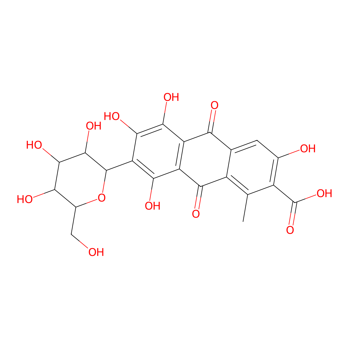 Carmine molecular structure, CAS 1390-65-4