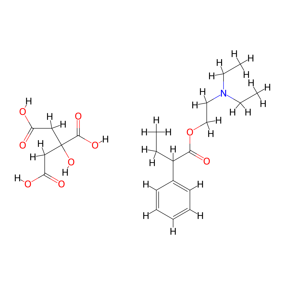 Diethyl[2-(2-phenylbutyroyloxy)ethyl]ammonium dihydrogen citrate molecular structure, CAS 13900-12-4