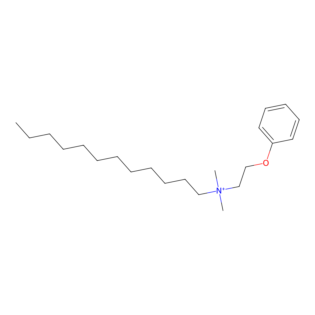 N,N-Dimethyl-N-(2-phenoxyethyl)-1-dodecanaminium molecular structure, CAS 13900-14-6