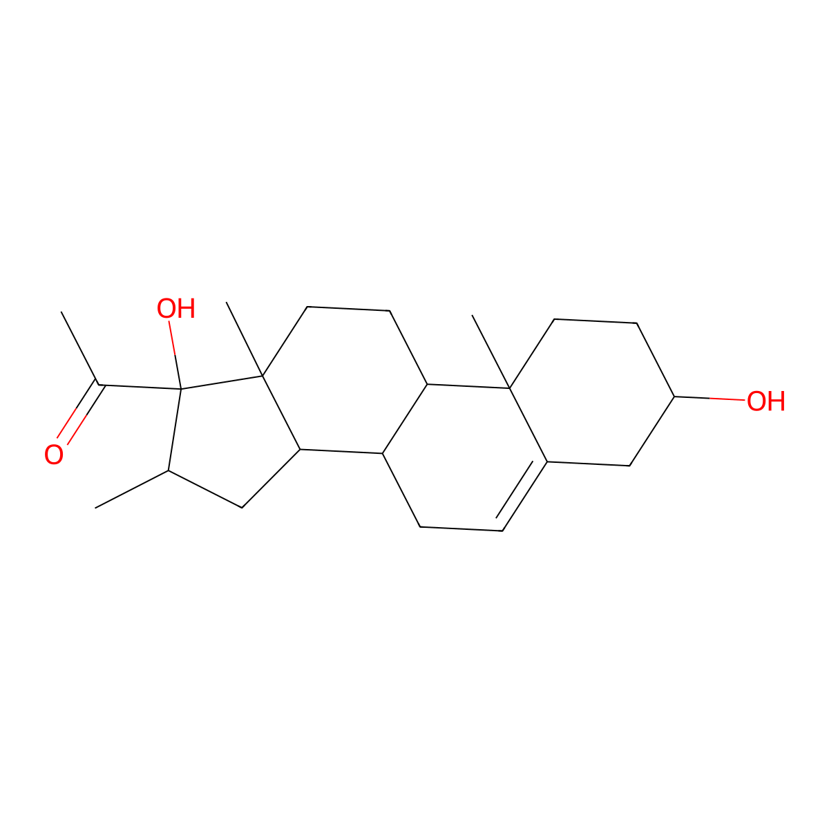 3-beta,17-alpha-Dihydroxy-16-beta-methylpregn-5-en-20-one molecular structure, CAS 13900-61-3