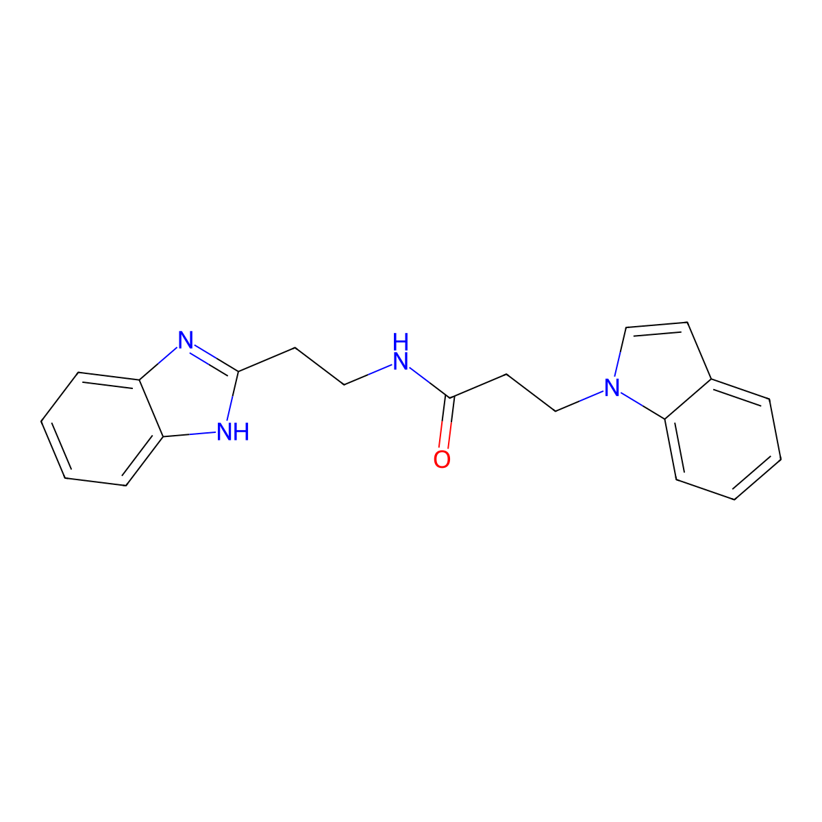 N-[2-(1H-1,3-benzimidazol-2-yl)ethyl]-3-(1H-indol-1-yl)propanamide molecular structure, CAS 1390025-36-1