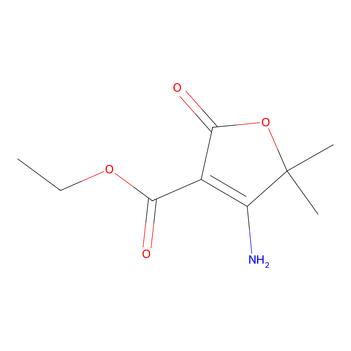 Ethyl 4-amino-5,5-dimethyl-2-oxo-2,5-dihydrofuran-3-carboxylate molecular structure, CAS 139003-76-2