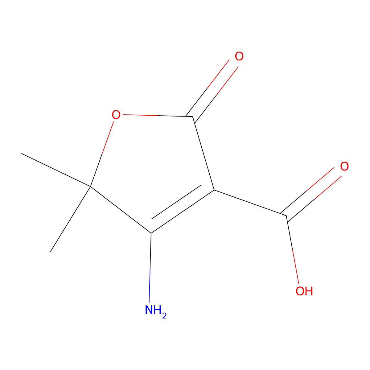 4-Amino-5,5-dimethyl-2-oxo-2,5-dihydrofuran-3-carboxylic acid molecular structure, CAS 139003-89-7