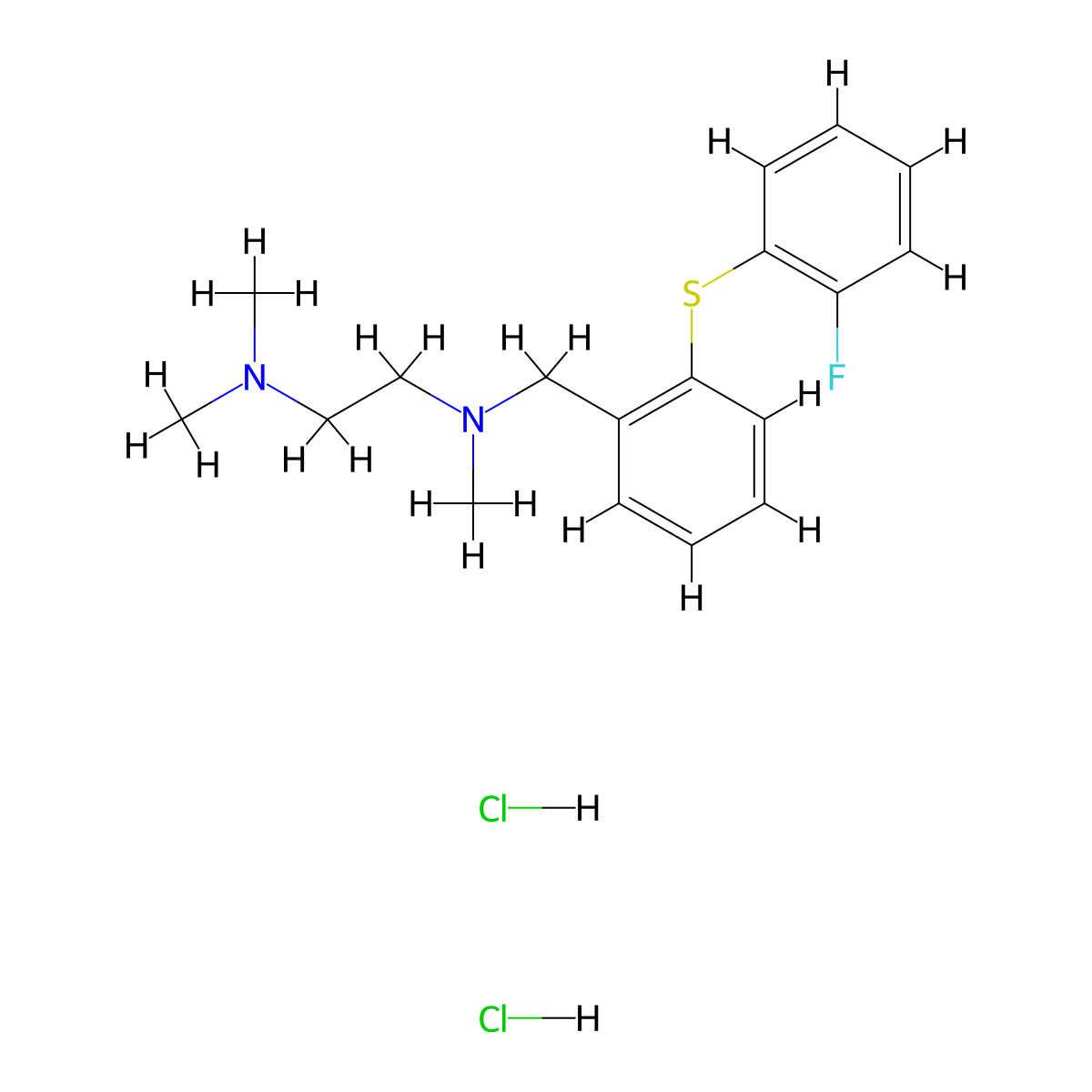 1,2-Ethanediamine, N-((2-((2-fluorophenyl)thio)phenyl)methyl)-N,N',N'-trimethyl-, dihydrochloride molecular structure, CAS 139009-16-8
