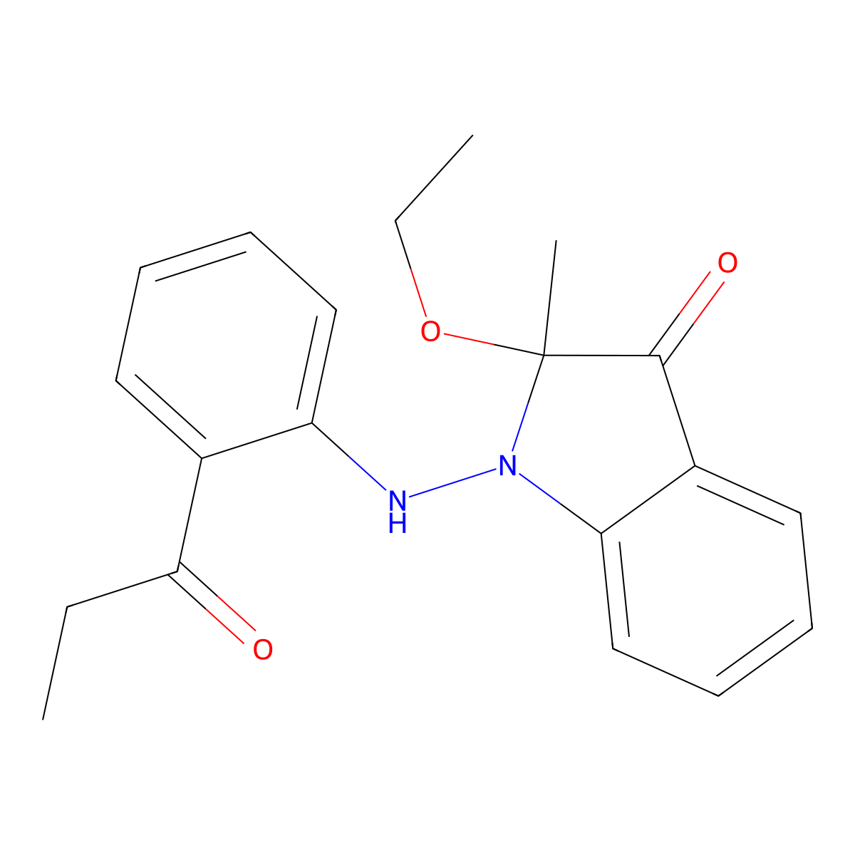 2-Ethoxy-2-methyl-1-(2-propanoylanilino)indol-3-one molecular structure, CAS 139010-32-5