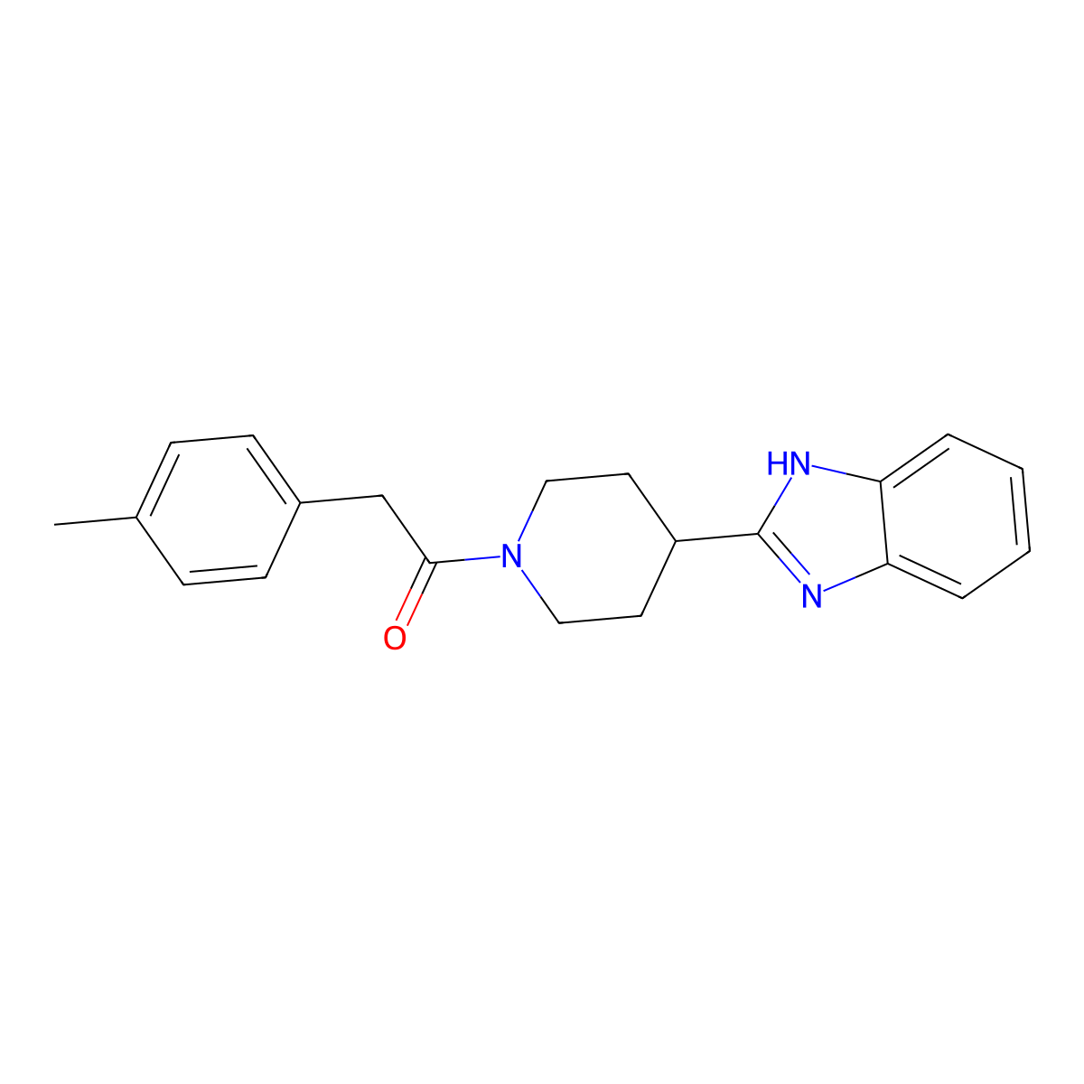 1-[4-(1H-1,3-benzodiazol-2-yl)piperidin-1-yl]-2-(4-methylphenyl)ethan-1-one molecular structure, CAS 1390115-70-4