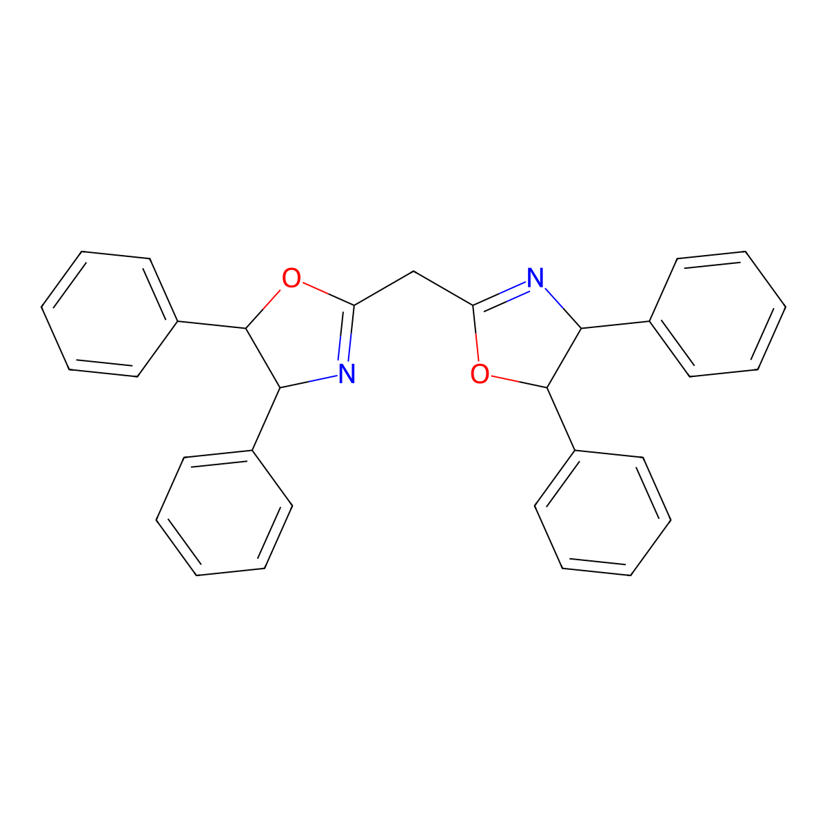 (4R,5S,4'R,5'S)-2,2'-Methylenebis(4,5-diphenyl-2-oxazoline) molecular structure, CAS 139021-82-2