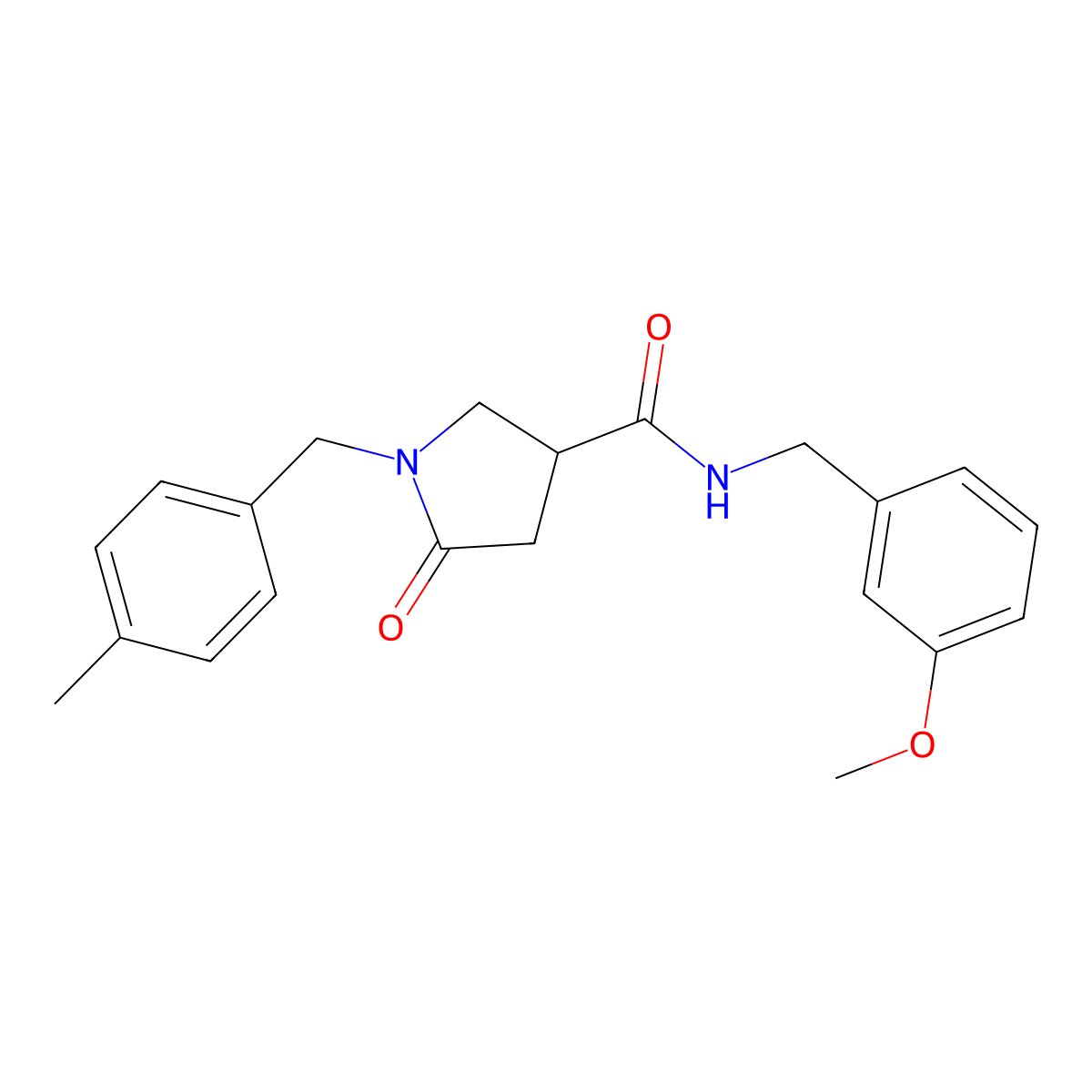 N-[(3-methoxyphenyl)methyl]-1-[(4-methylphenyl)methyl]-5-oxopyrrolidine-3-carboxamide molecular structure, CAS 1390228-46-2