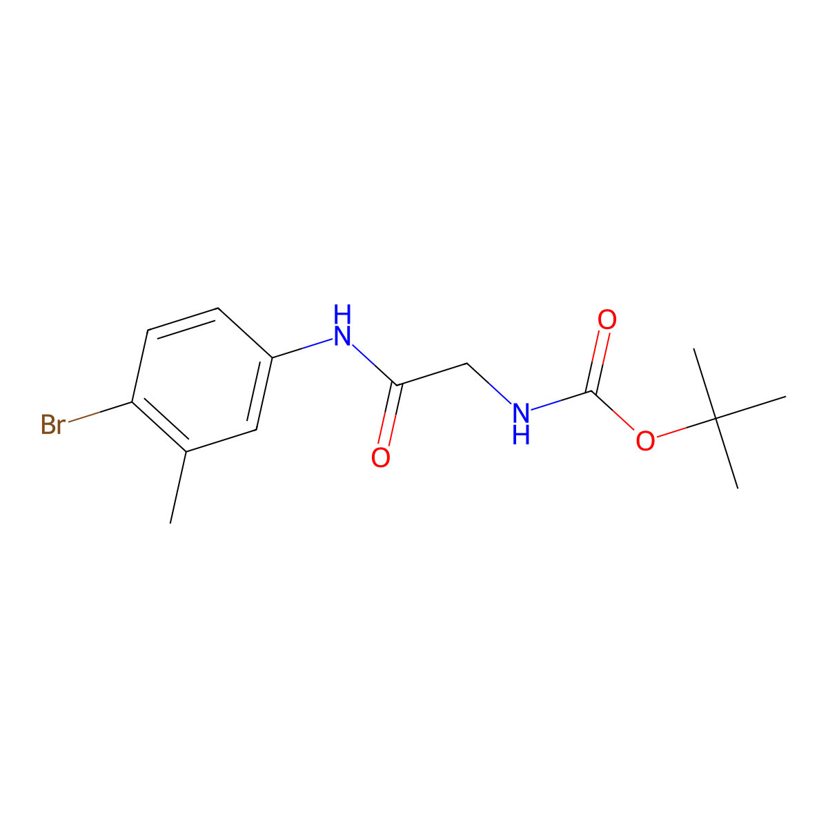 tert-butyl N-{[(4-bromo-3-methylphenyl)carbamoyl]methyl}carbamate molecular structure, CAS 1390326-98-3