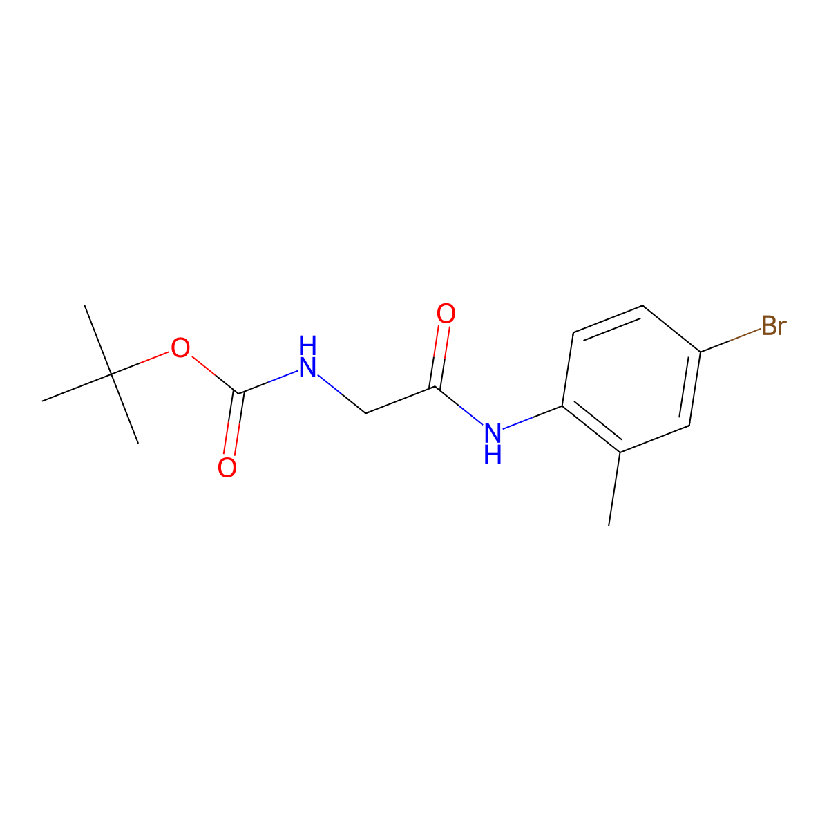 Carbamic acid, [2-[(4-bromo-2-methylphenyl)amino]-2-oxoethyl]-, 1,1-dimethylethyl ester molecular structure, CAS 1390327-86-2