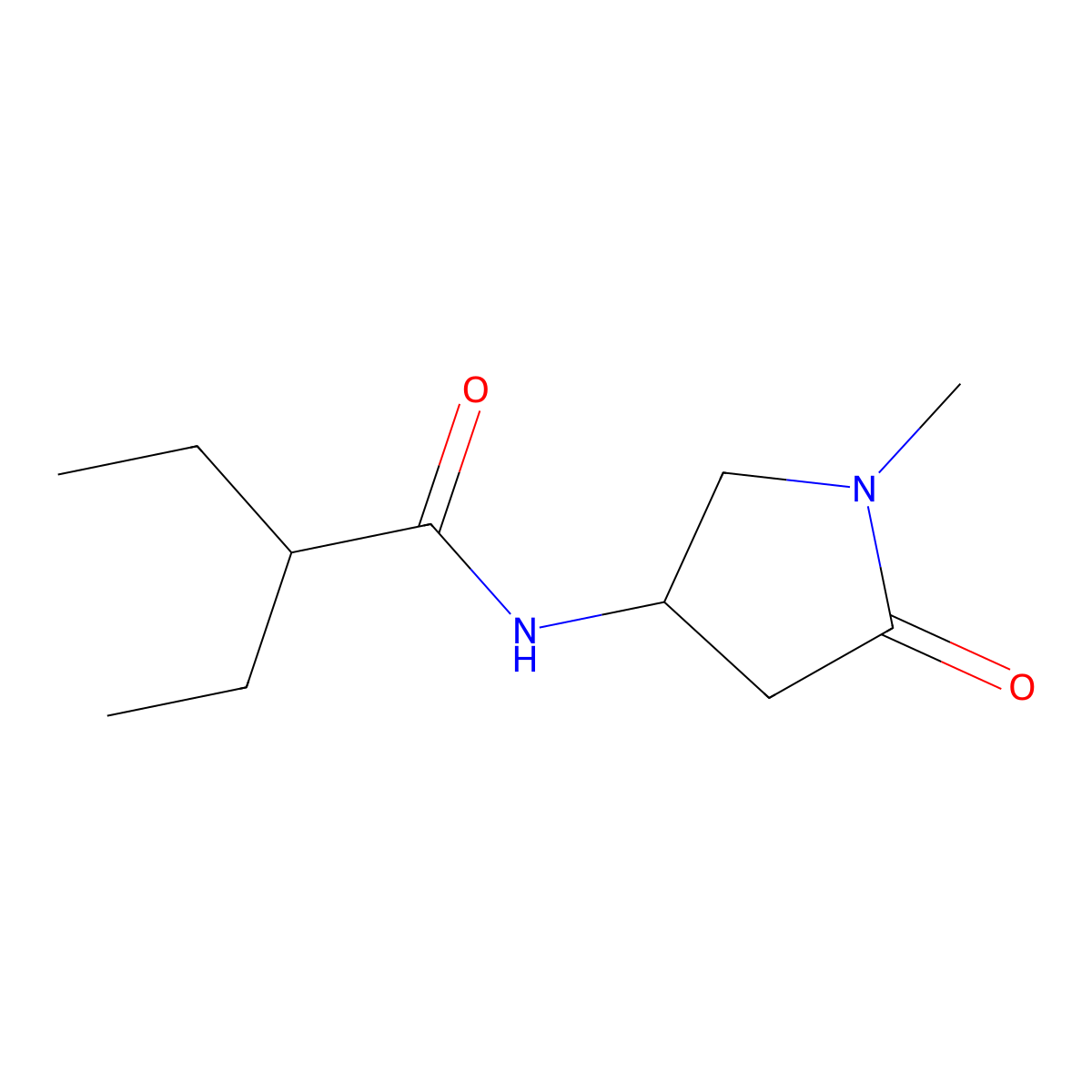 2-ethyl-N-(1-methyl-5-oxopyrrolidin-3-yl)butanamide molecular structure, CAS 1390419-86-9