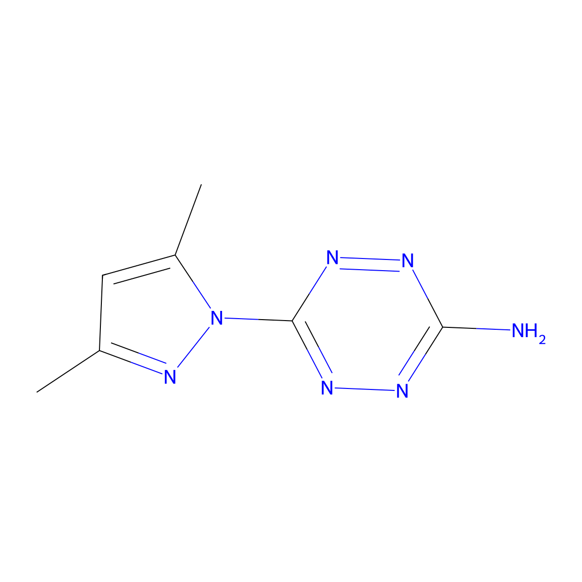 1,2,4,5-Tetrazin-3-amine, 6-(3,5-dimethyl-1H-pyrazol-1-yl)- molecular structure, CAS 139047-73-7