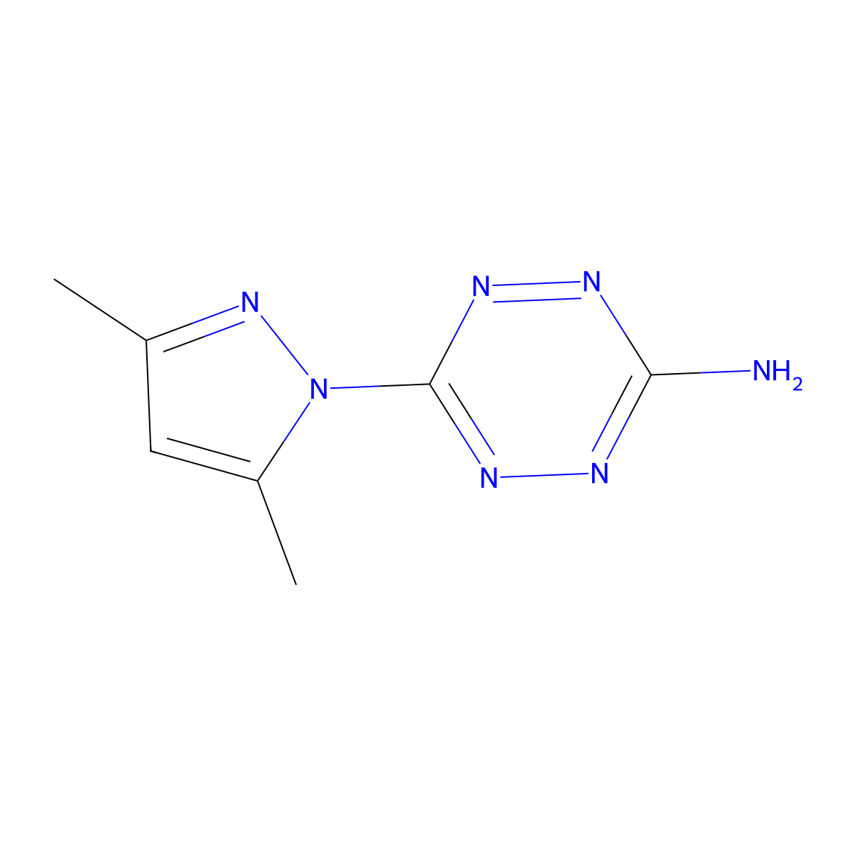1,2,4,5-Tetrazin-3-amine, 6-(3,5-dimethyl-1H-pyrazol-1-yl)- molecular structure, CAS 139047-73-7
