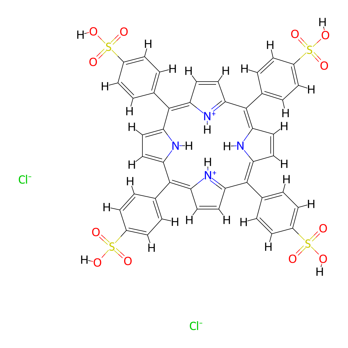 Meso-tetra(4-sulfonatophenyl)porphine dihydrochloride molecular structure, CAS 139050-15-0
