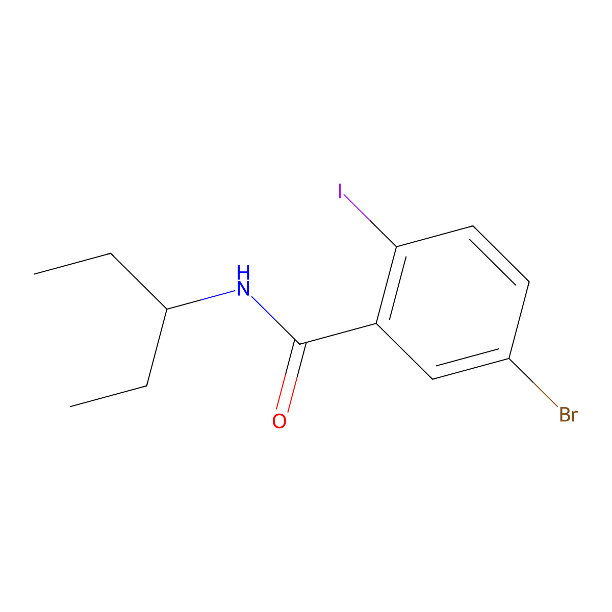 5-Bromo-N-(1-ethylpropyl)-2-iodobenzamide molecular structure, CAS 1390569-04-6