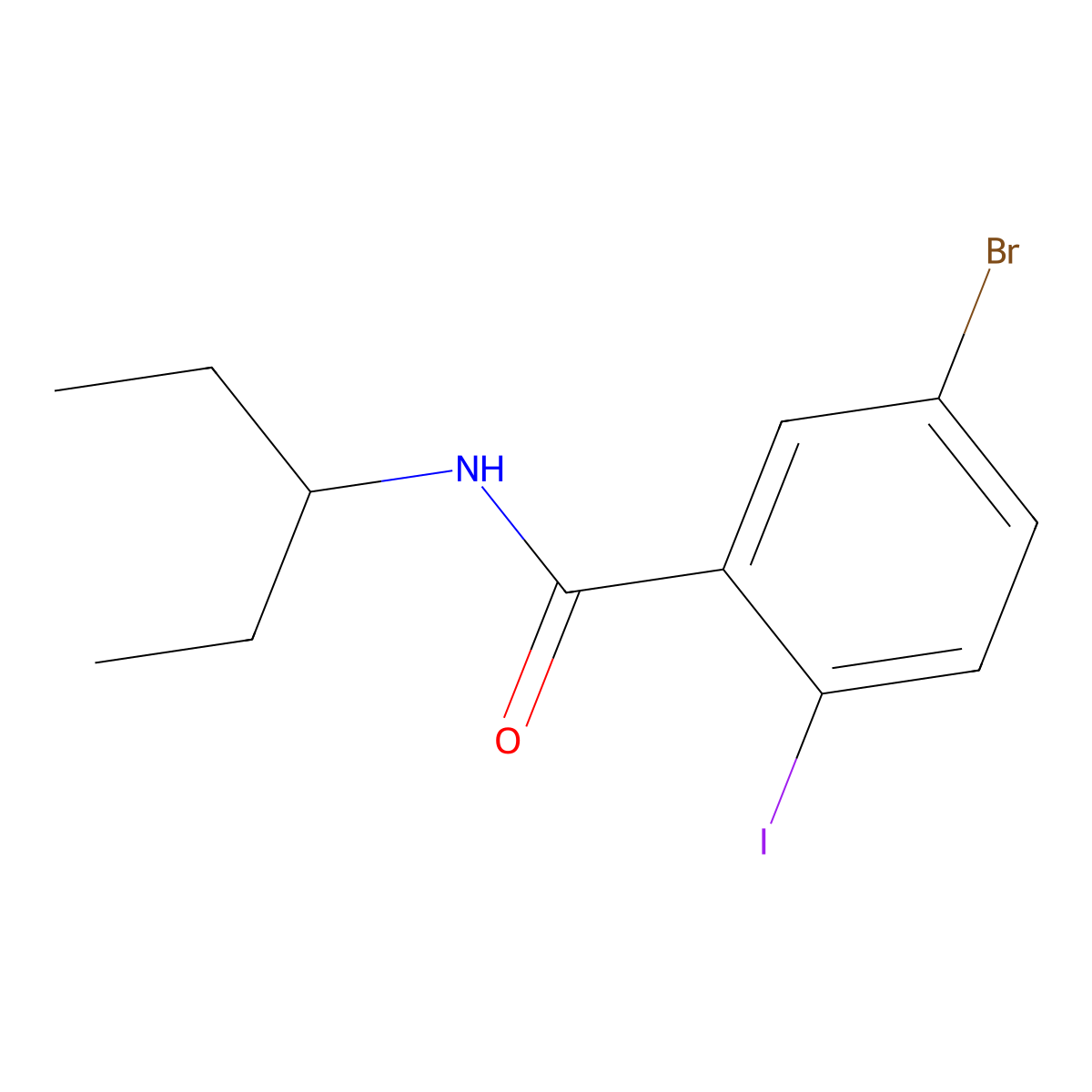 5-Bromo-N-(1-ethylpropyl)-2-iodobenzamide molecular structure, CAS 1390569-04-6