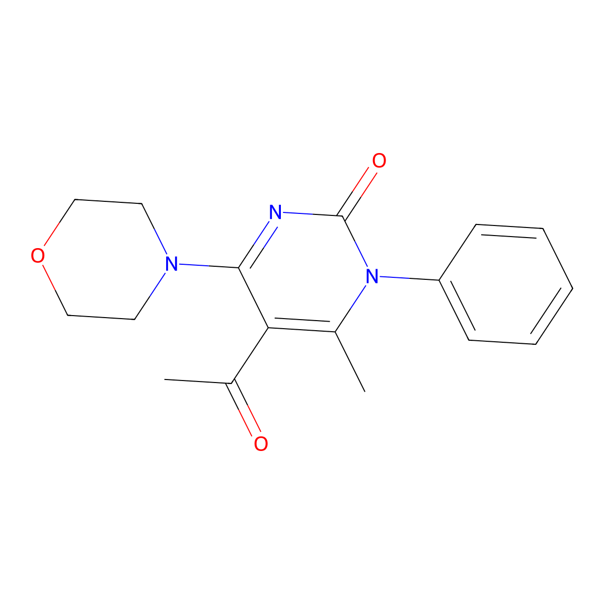 5-Acetyl-6-methyl-4-morpholin-4-yl-1-phenylpyrimidin-2-one molecular structure, CAS 139057-06-0