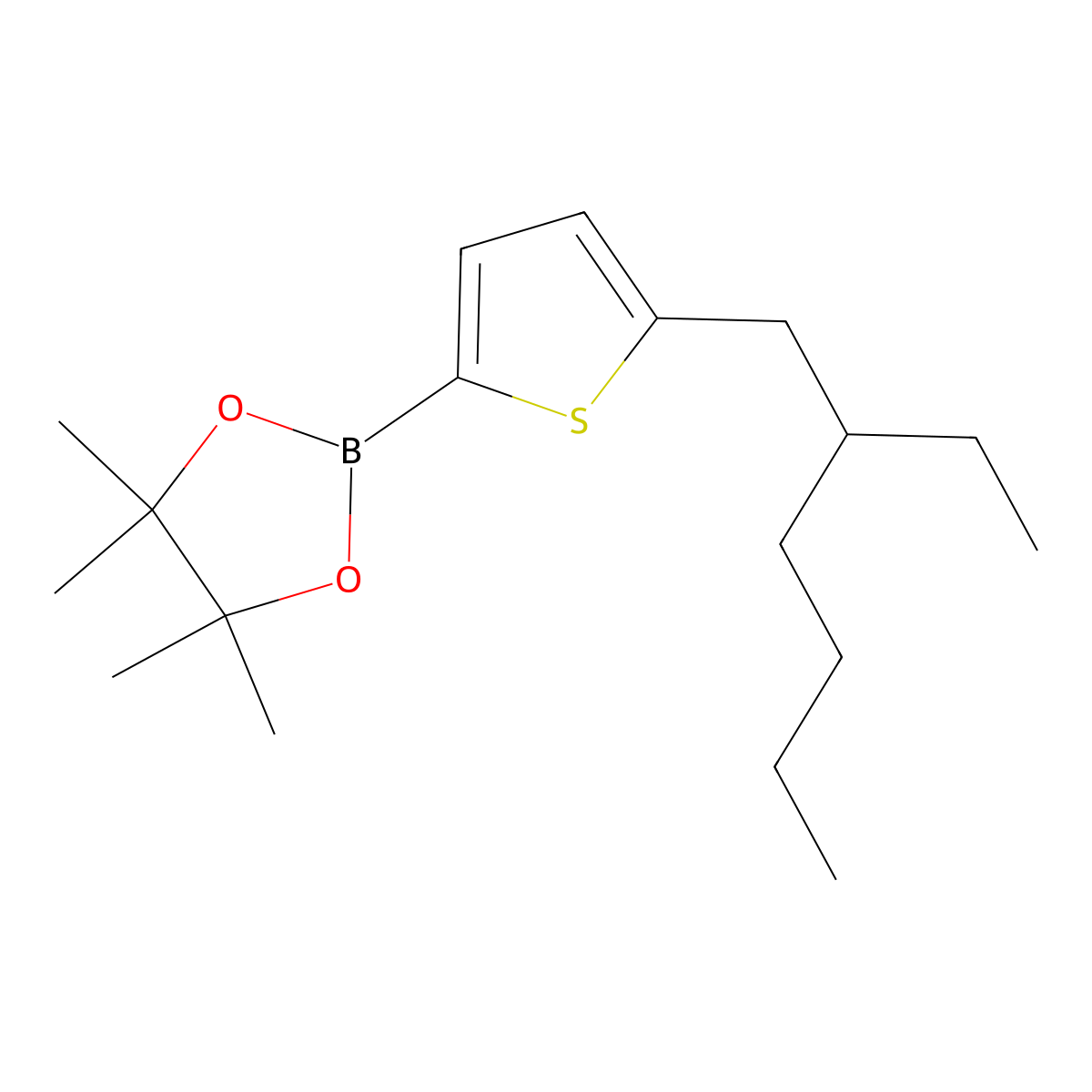 2-(5-(2-Ethylhexyl)thiophen-2-yl)-4,4,5,5-tetramethyl-1,3,2-dioxaborolane molecular structure, CAS 1390584-88-9