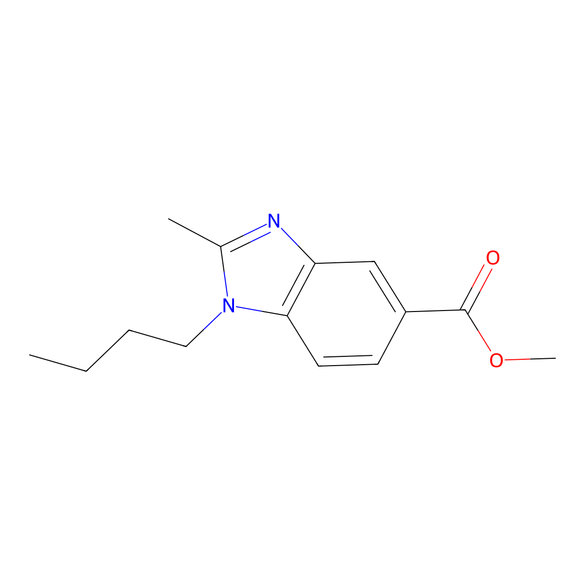 Methyl 1-butyl-2-methyl-1,3-benzodiazole-5-carboxylate molecular structure, CAS 1390621-30-3